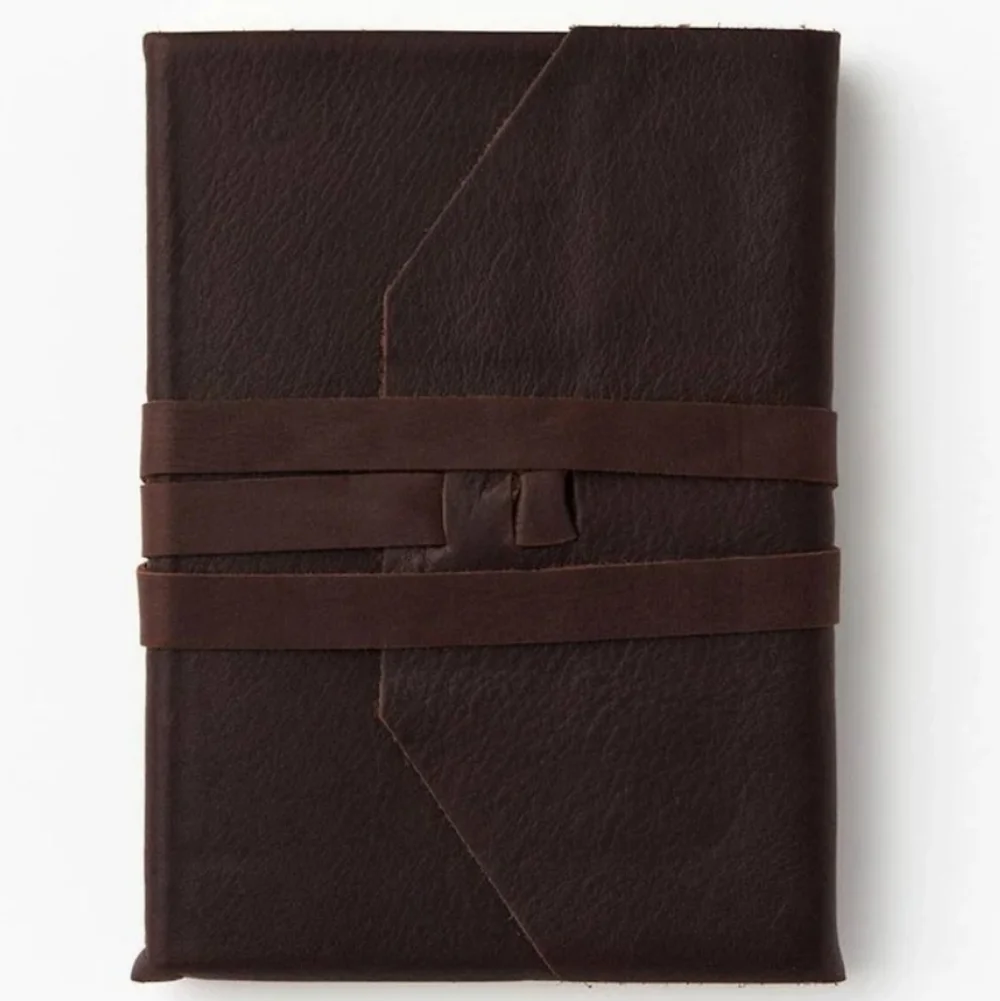 ❤️BUY 2 GET 1 FREE  Wrap Soft Brown Italian Leather Journal Lace Up Tie, Lined